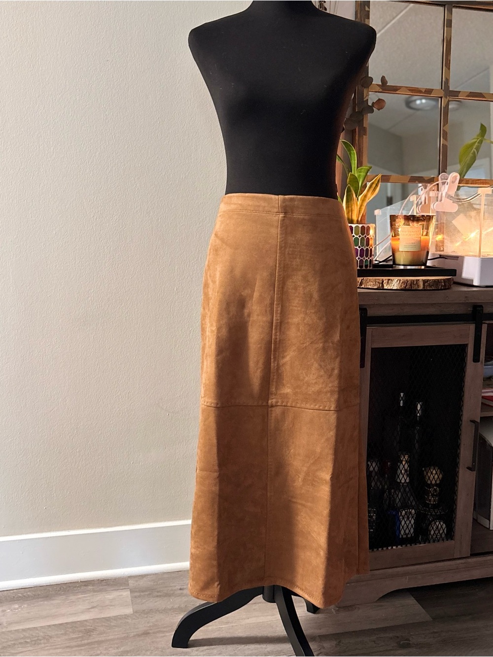 [Max Studio] Camel Faux Suede Maxi Skirt